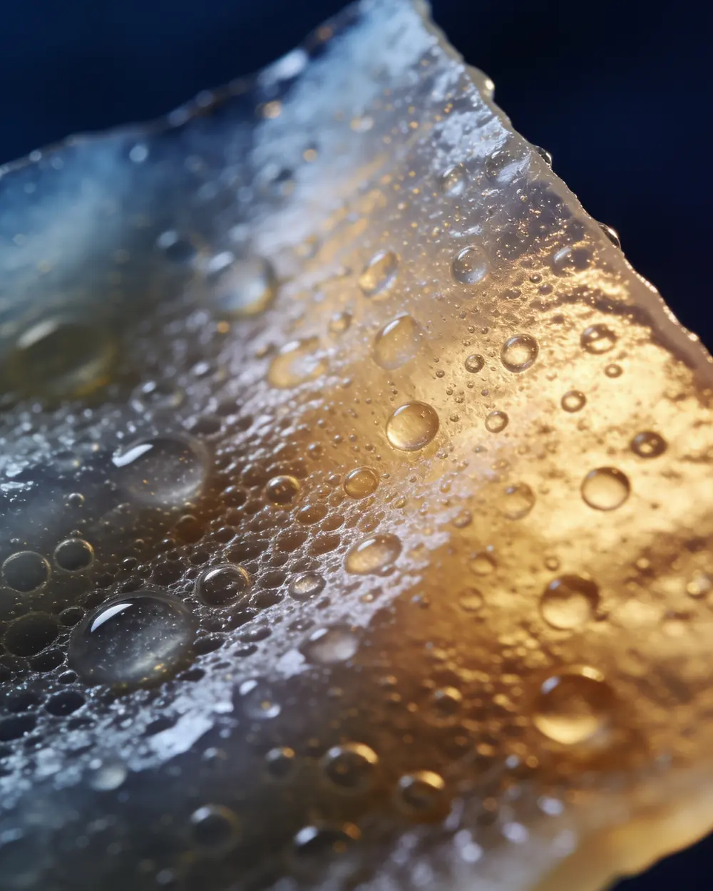 Macro of the porous surface of a hydrated polymer hydrogel sheet